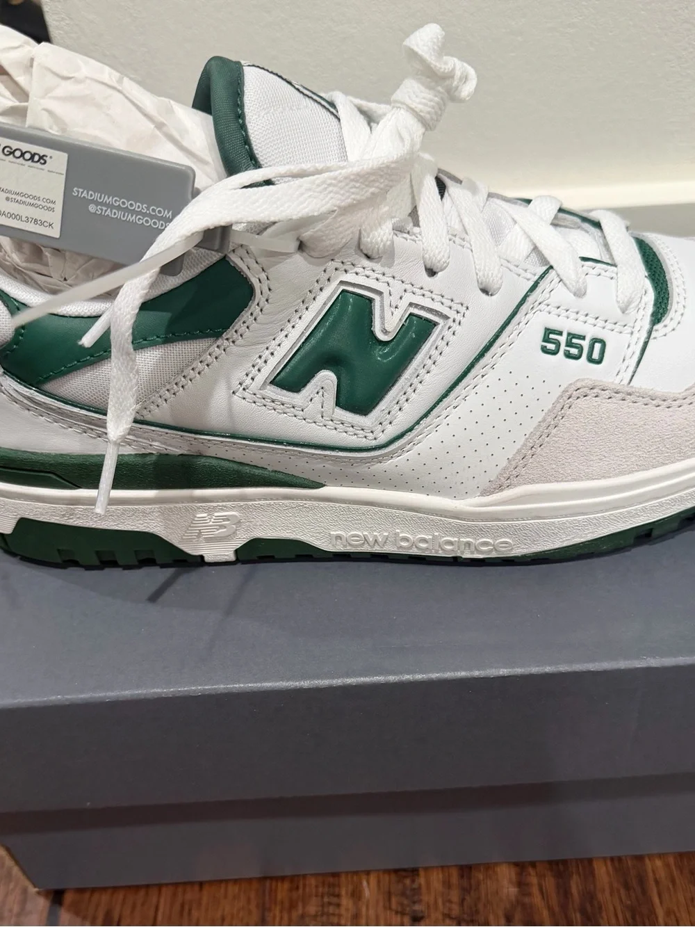 New Balance 550 Men's White & Green Leather Sneakers